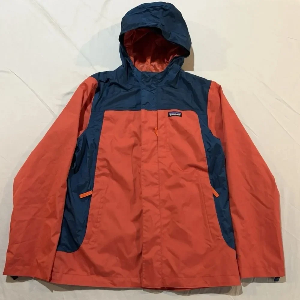 Patagonia 3-in-1 Interchange Ski Winter Snow Jacket Orange Blue Kid Boy Youth 14